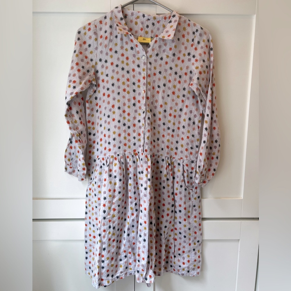 Roberta Roller Rabbit Lavender Linen Starlight Dress Button Down Girls Size 12